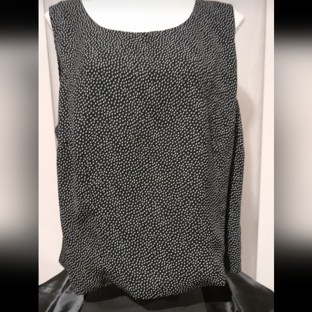 Jessica Howard Black and White Boxy Sleeveless Blouse, Size 3X